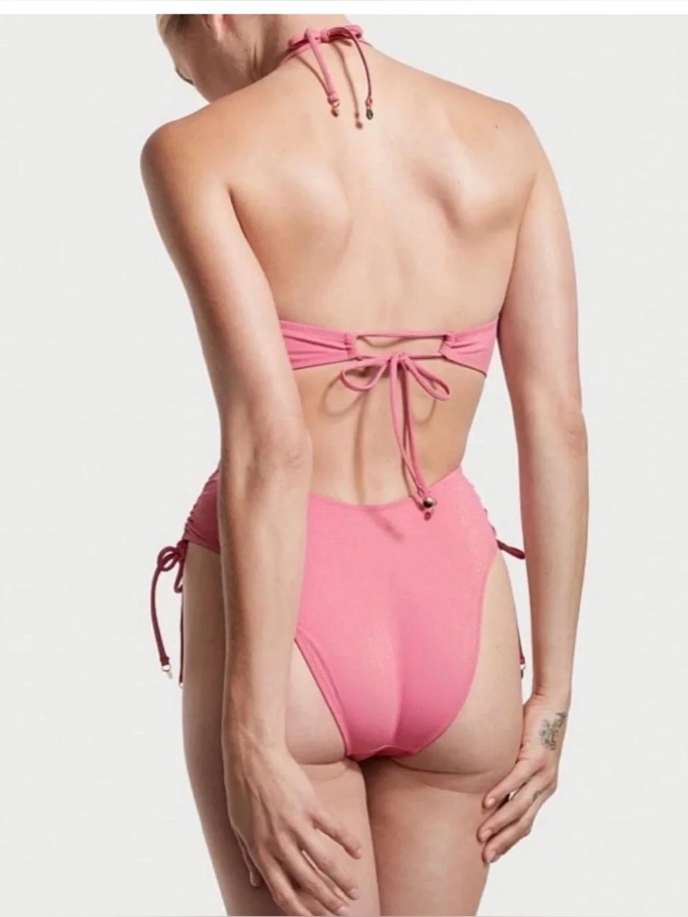 Victoria’s Secret Swim VS MONOKINI One Piece‎ HIBISCUS PINK Swimsuit XL NWT